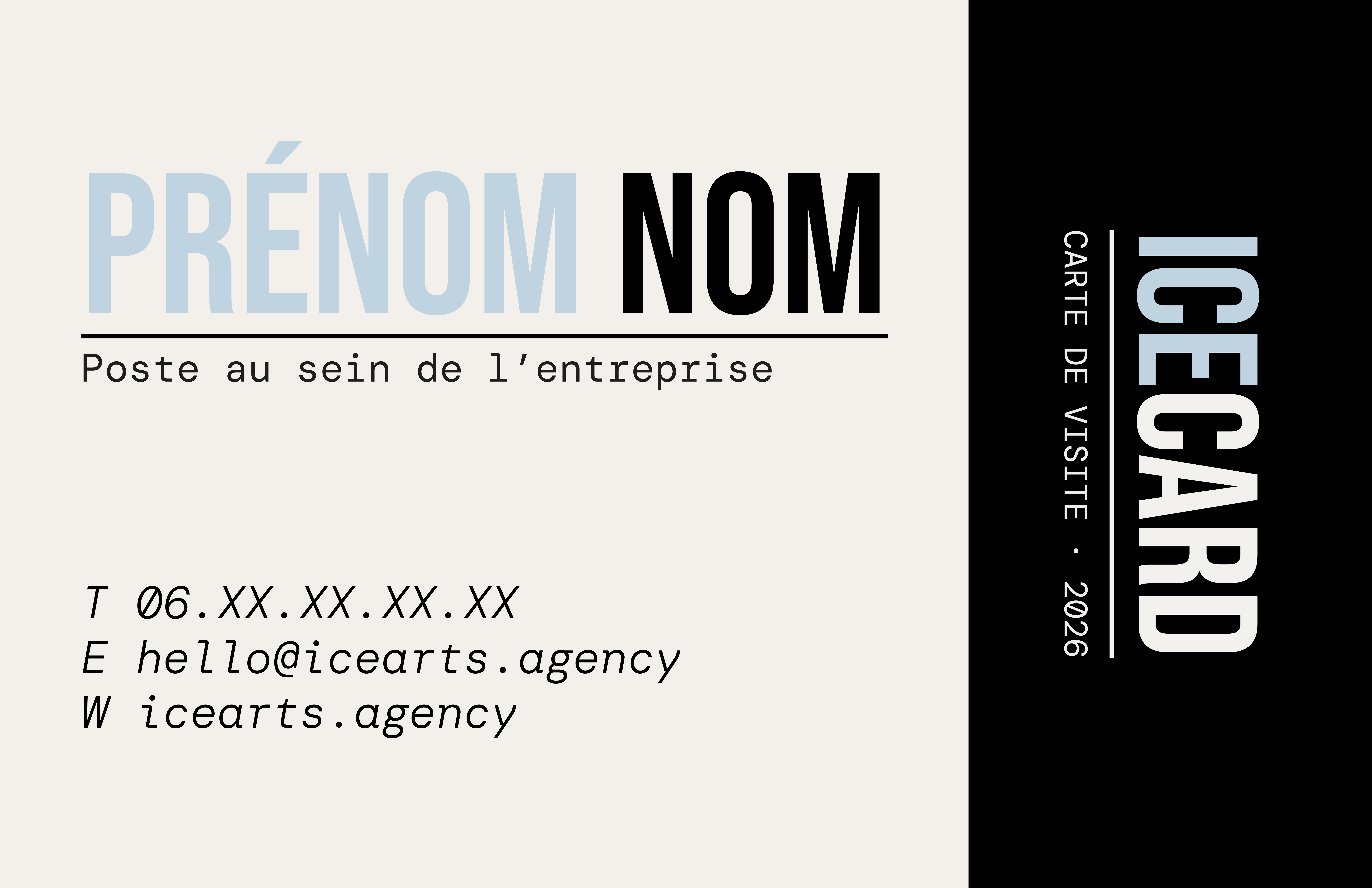 Carte de visite ICE ARTS — verso